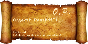 Ongerth Paszkál névjegykártya